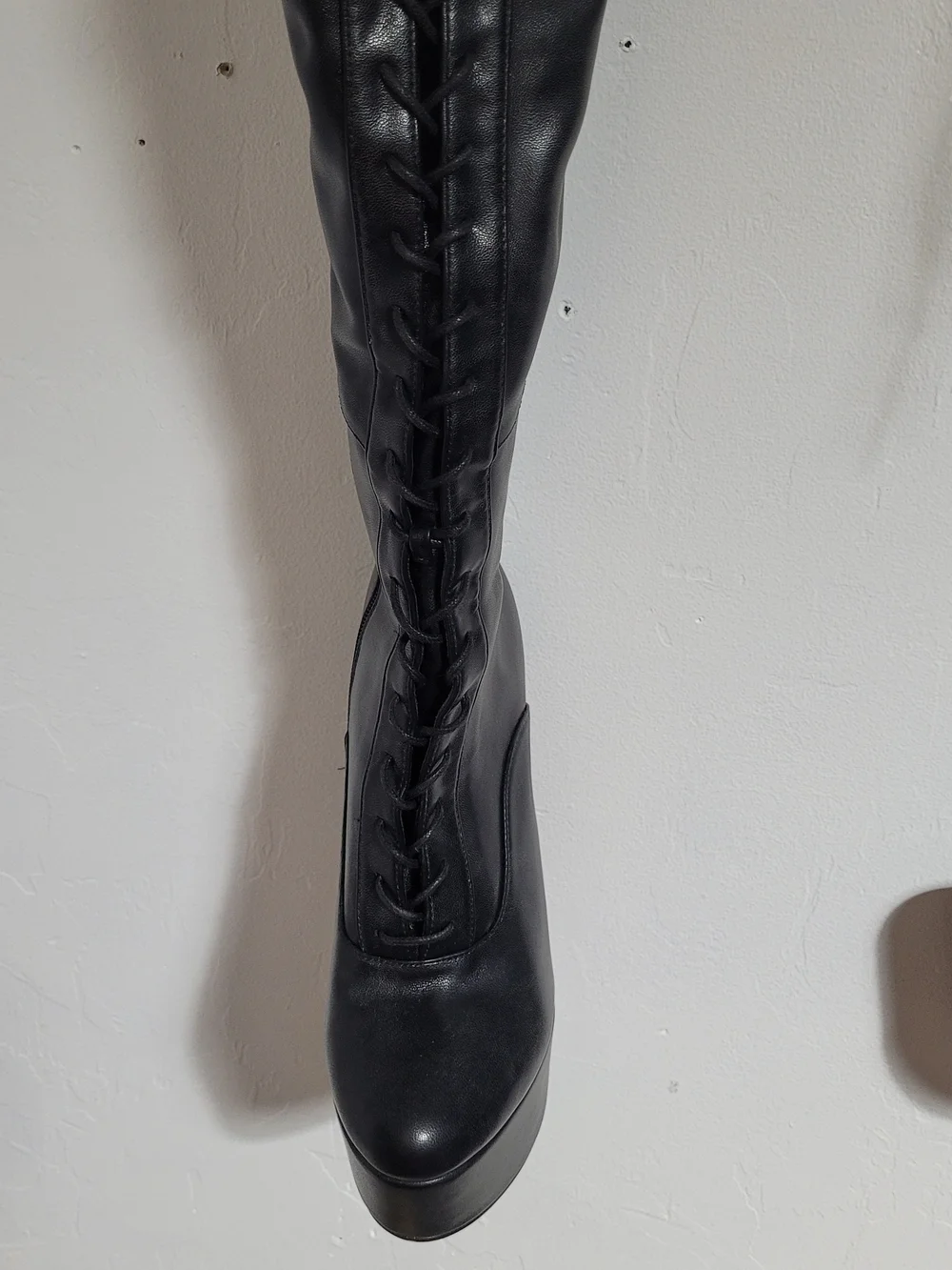 Black Over-the-Knee Lace-Up Platform Boots